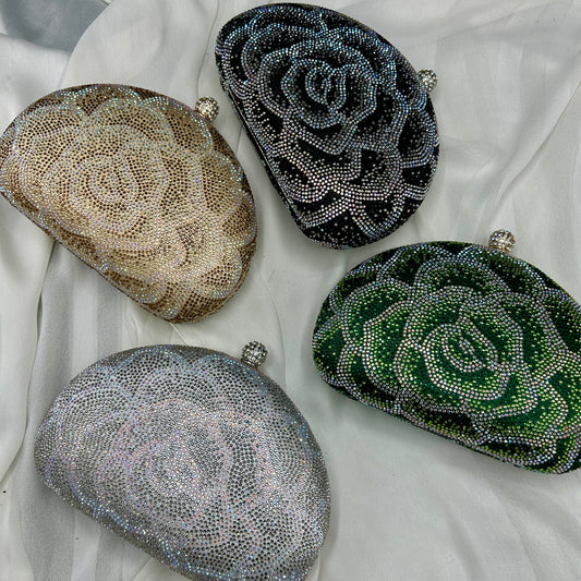 3D floral rhinestone clutch | 4 colors