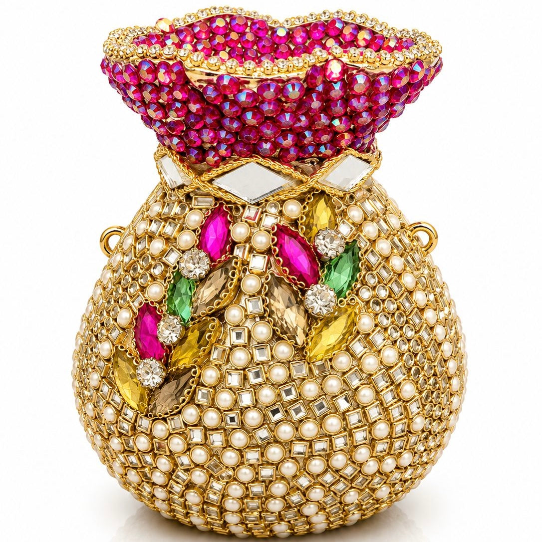 Potli handcrafted kundan clutch - pink | 5 designs
