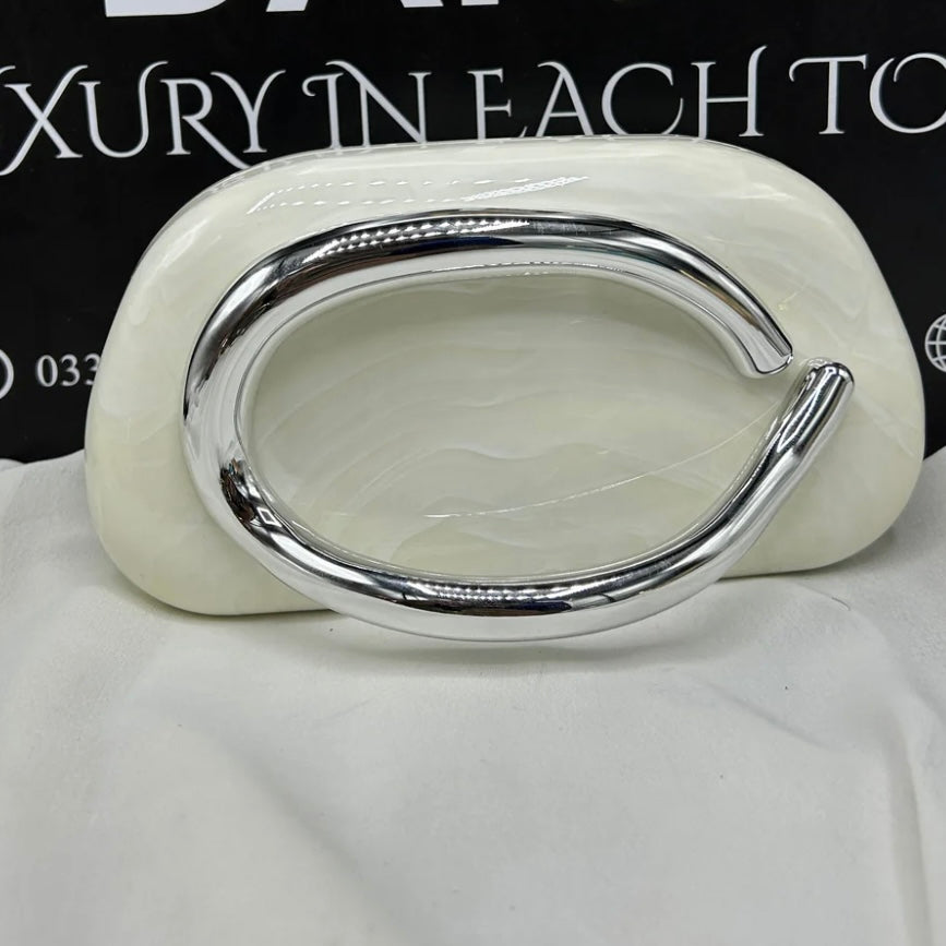 Marble D bag - White