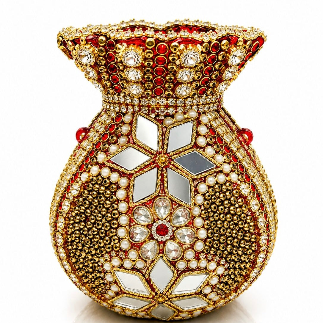 Potli handcrafted kundan clutch - red | 4 designs