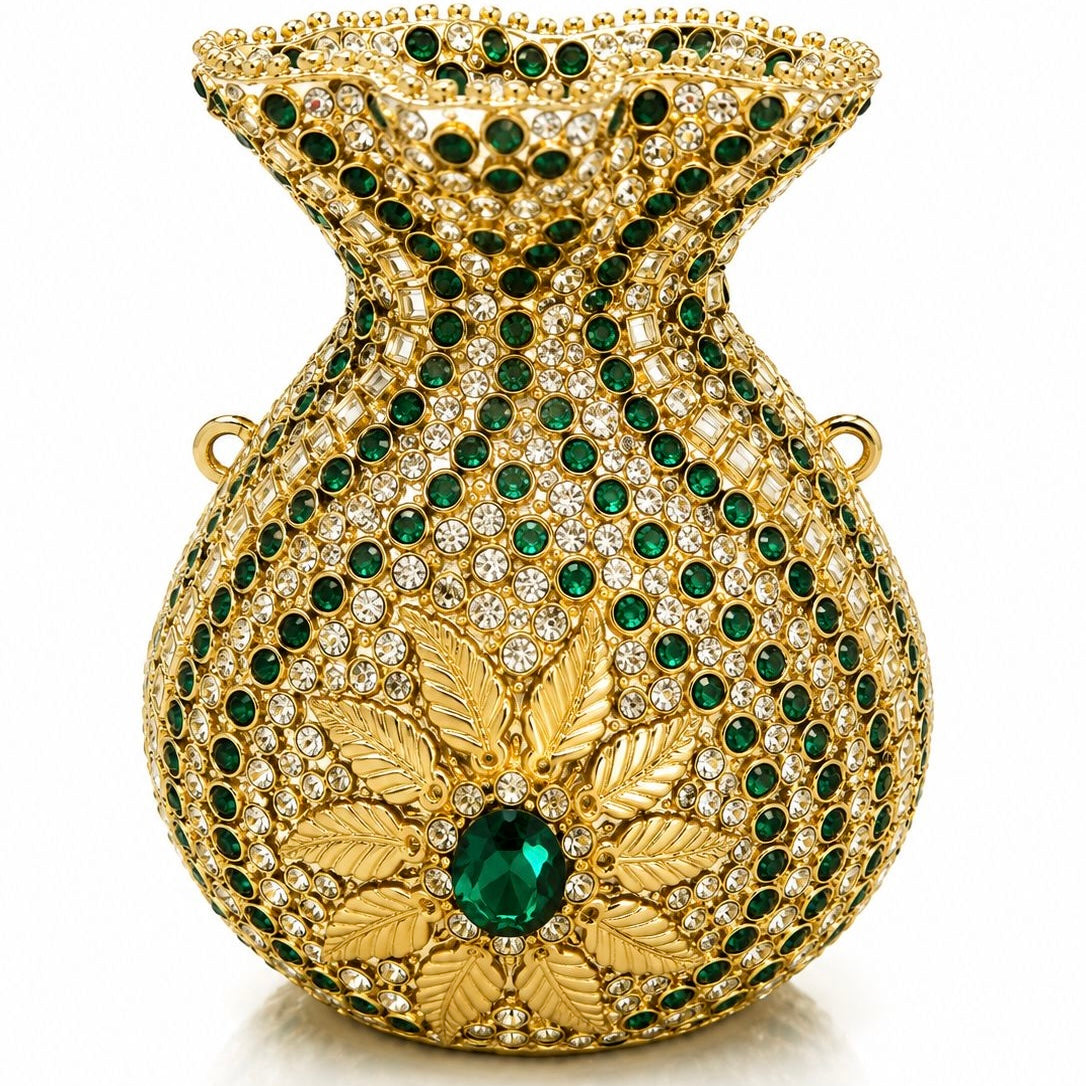 Potli handcrafted kundan clutch - green | 1