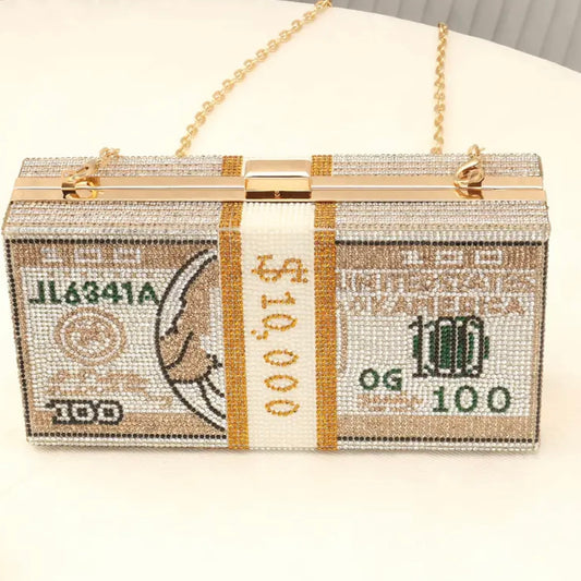 The dollar rhinestone bag - Gold