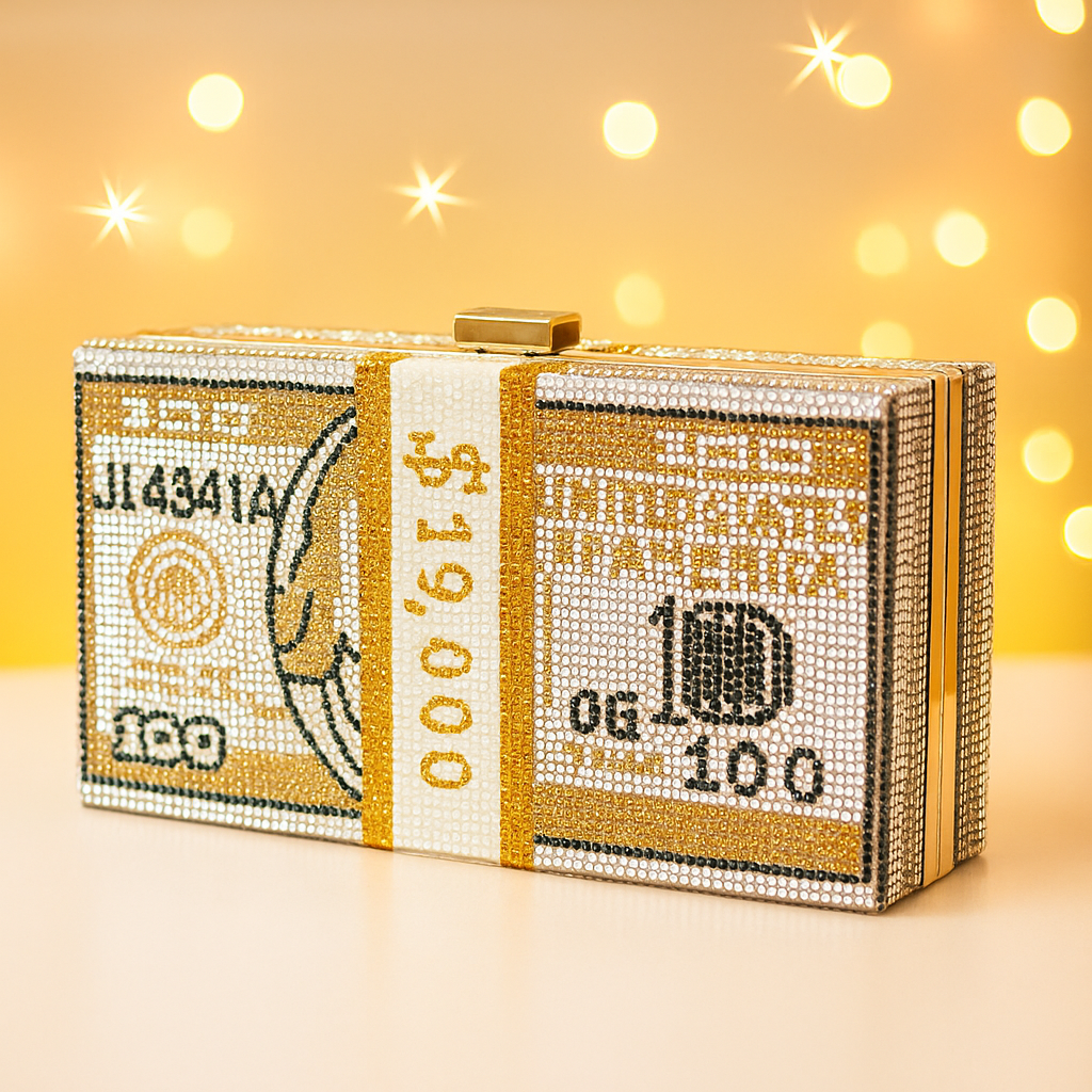 The dollar rhinestone bag - Gold