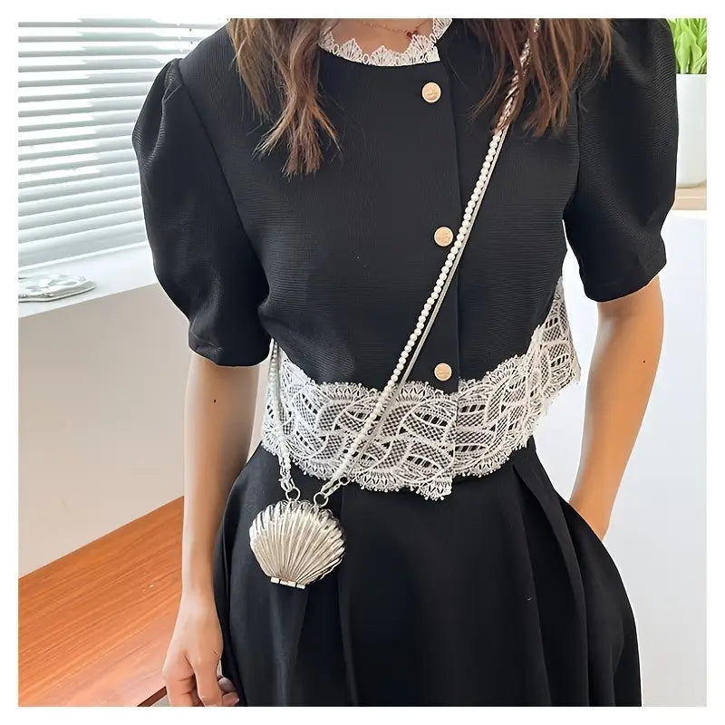 Trendy double chain shell bag - Silver