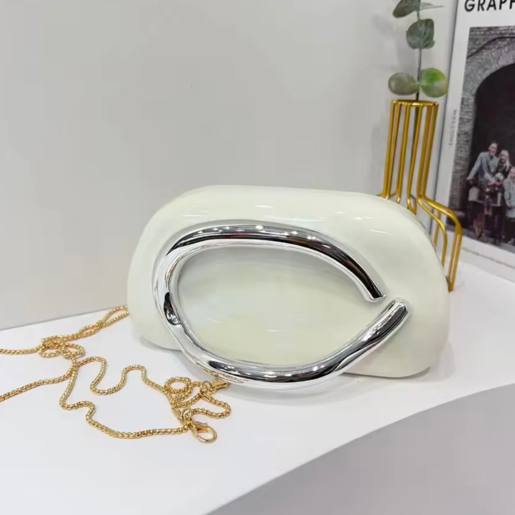 Marble D bag - White