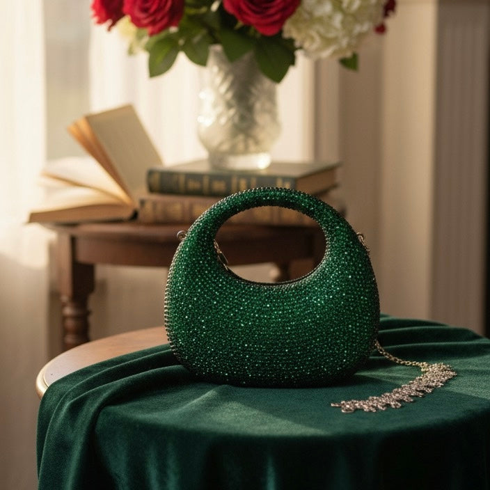 Oval rhinestone clutch bag | 4 colors