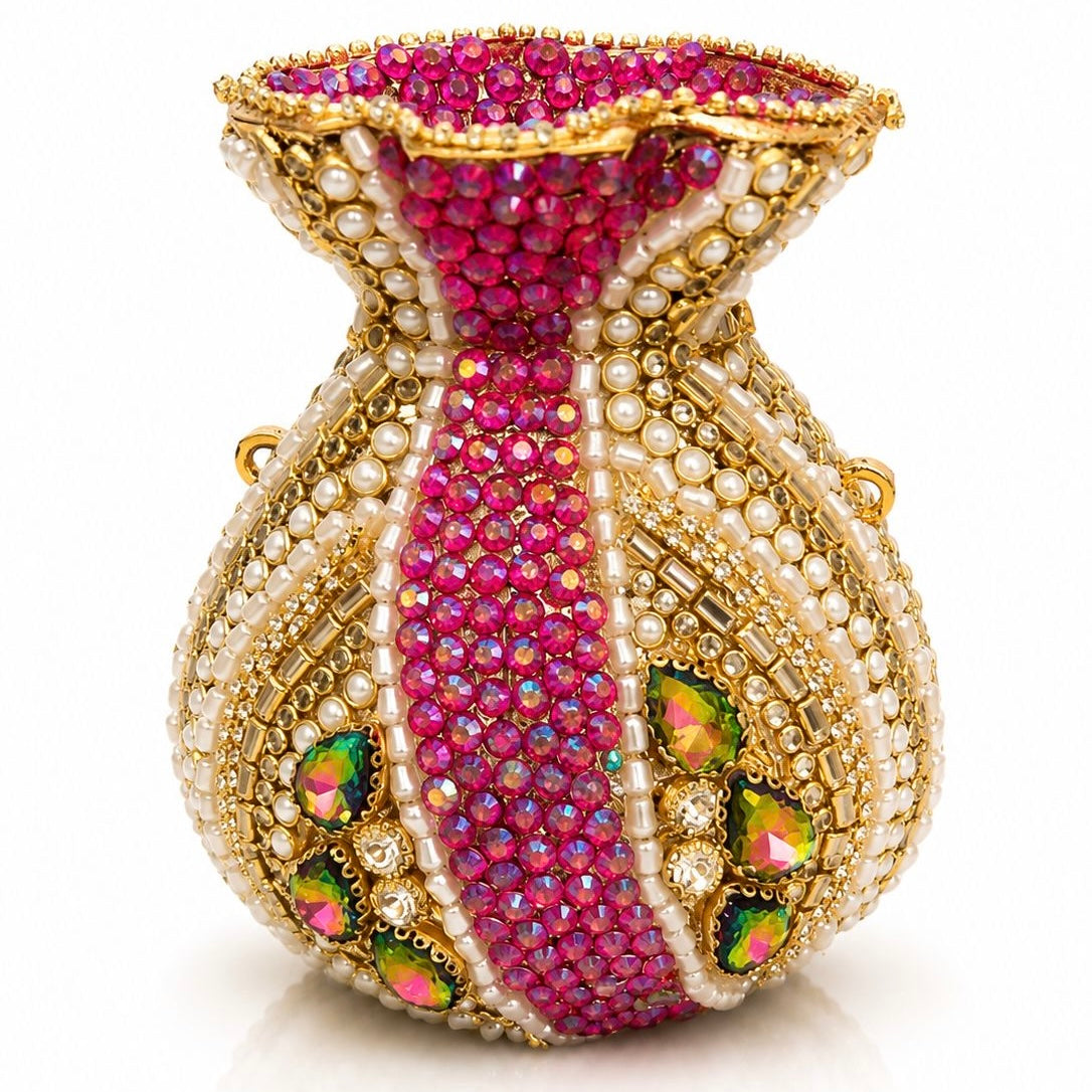 Potli handcrafted kundan clutch - pink | 5 designs