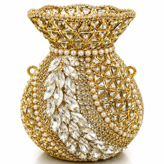 Potli handcrafted kundan clutch -gold | 6 designs