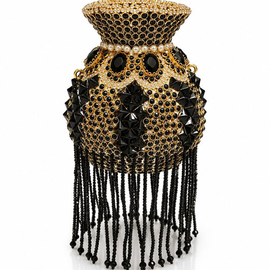 Potli handcrafted kundan clutch with hangings