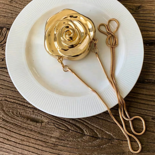 Gold metallic flower bag