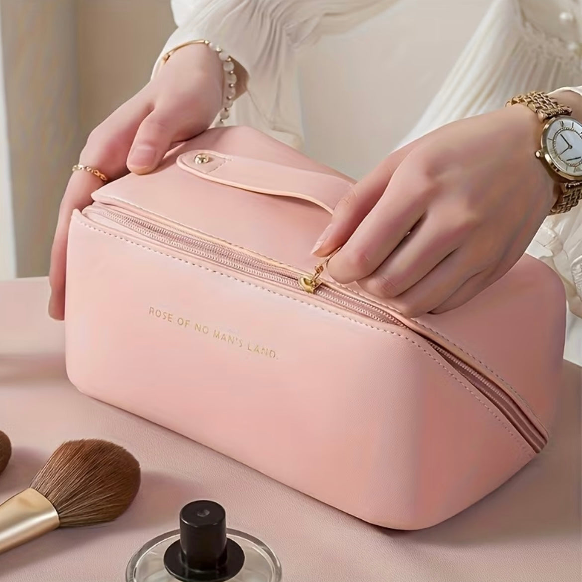 Leather organizer/makeup bag