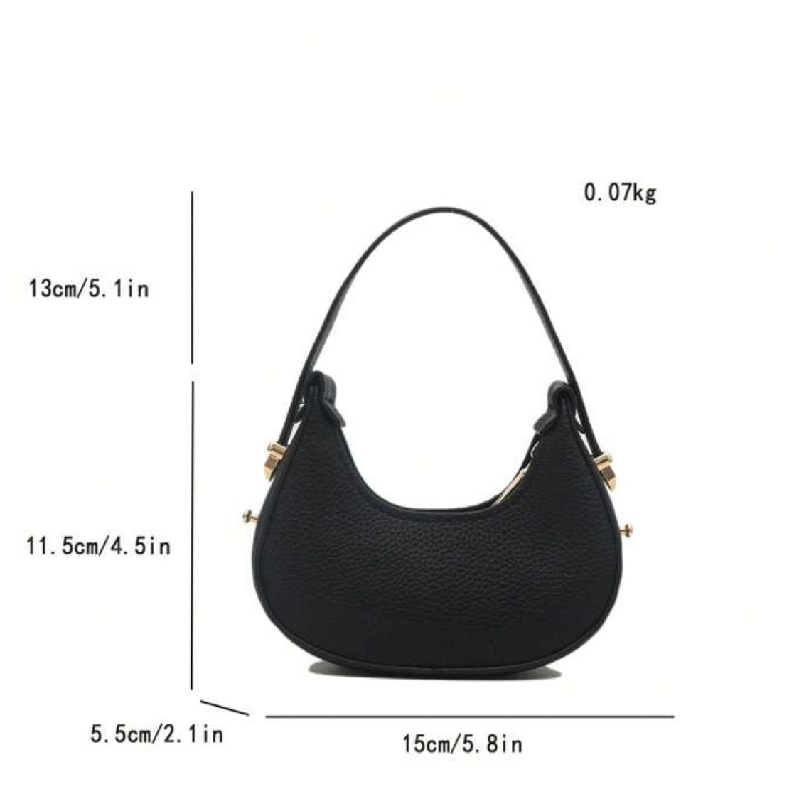 Black oval leather bag