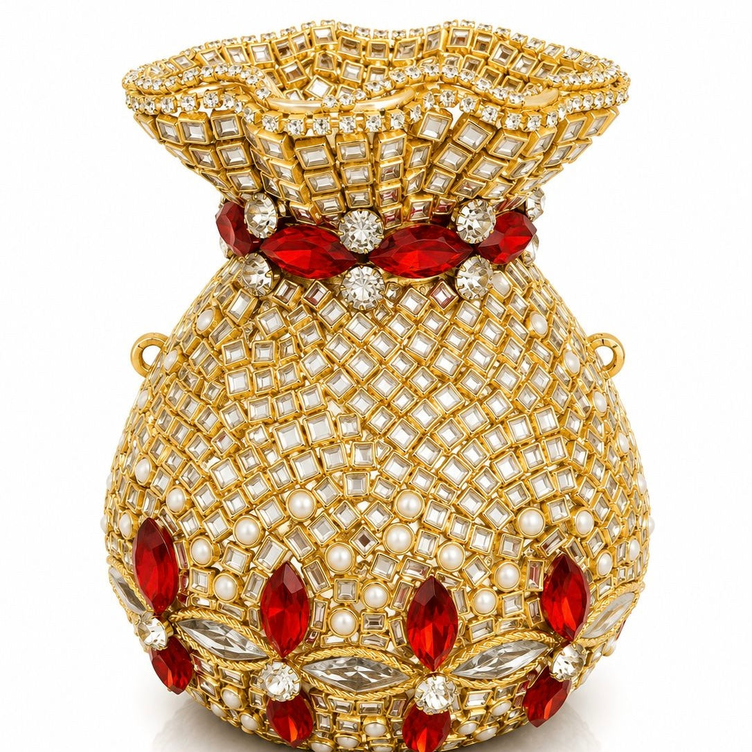 Potli handcrafted kundan clutch - red | 4 designs