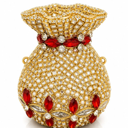 Potli handcrafted kundan clutch - red | 4 designs