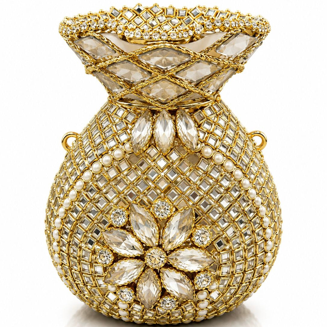 Potli handcrafted kundan clutch -gold | 6 designs