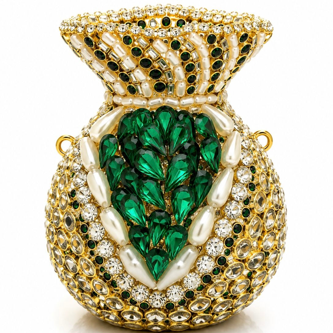 Potli handcrafted kundan clutch - green | 4 designs