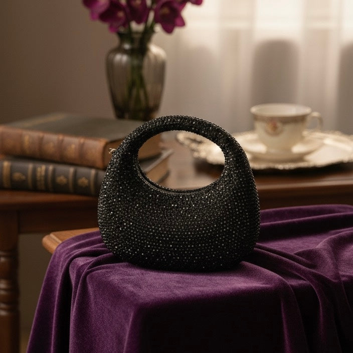 Oval rhinestone clutch bag | 4 colors