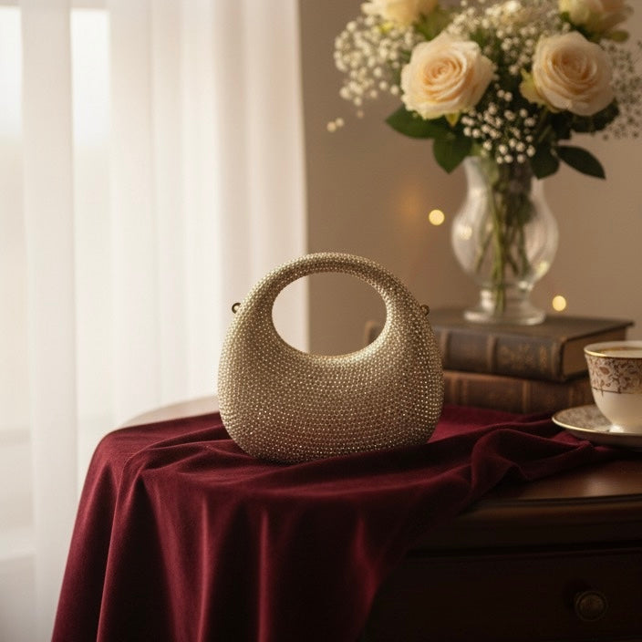 Oval rhinestone clutch bag | 4 colors