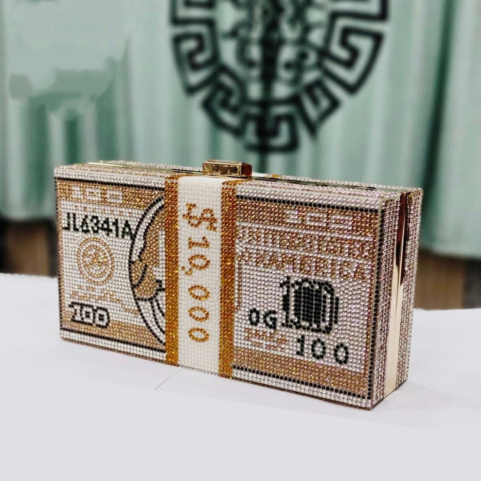 The dollar rhinestone bag - Gold