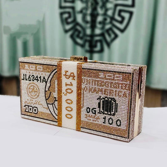 The dollar rhinestone bag - Gold