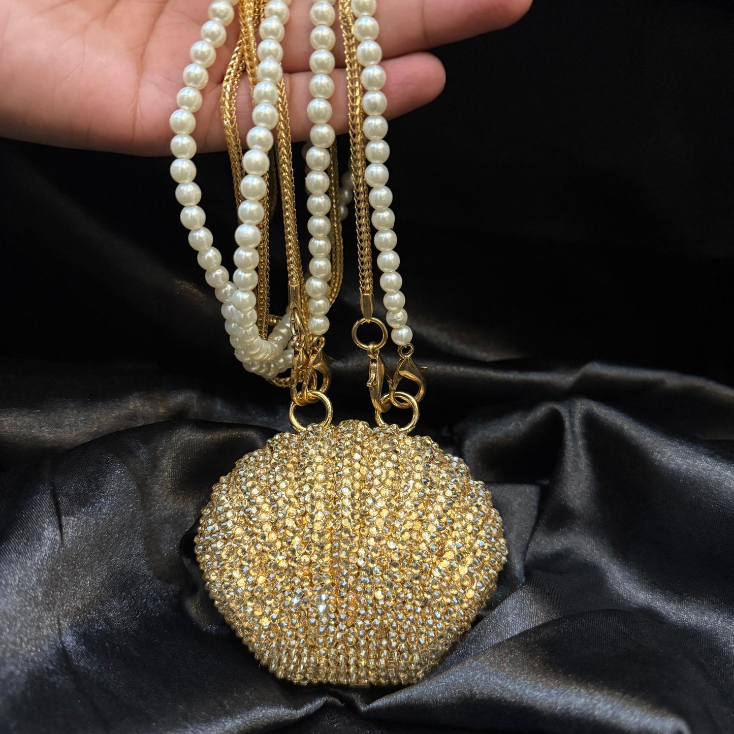 Rhinestone shell clutch