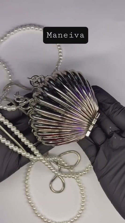 Trendy double chain shell bag - Silver
