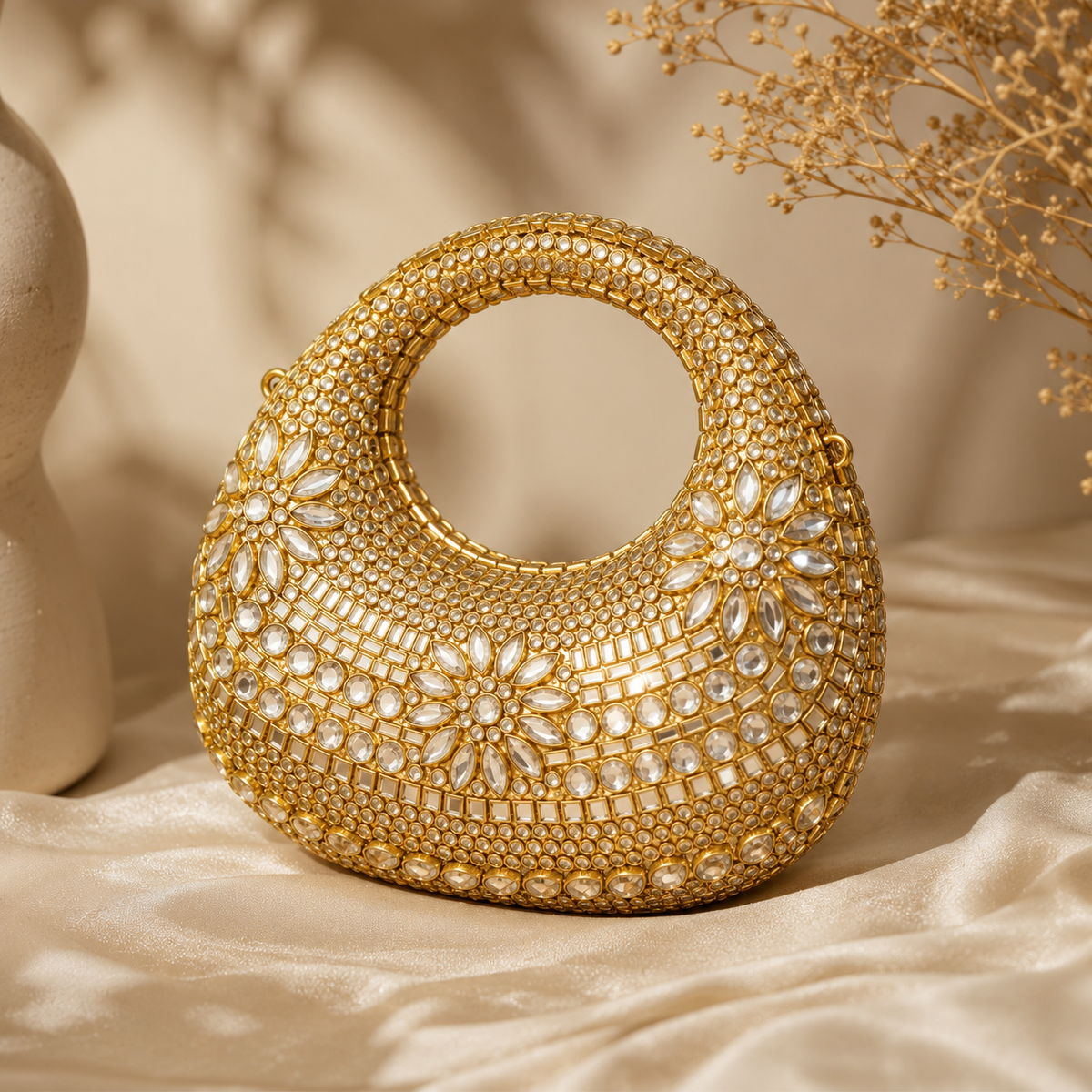 Oval kundan Clutch